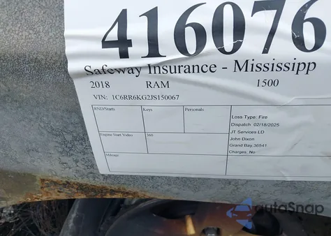 2018 Ram 1500 Tradesman 4X2 5'7 Box из США, поврежденный, VIN 1C6RR6KG2JS150067